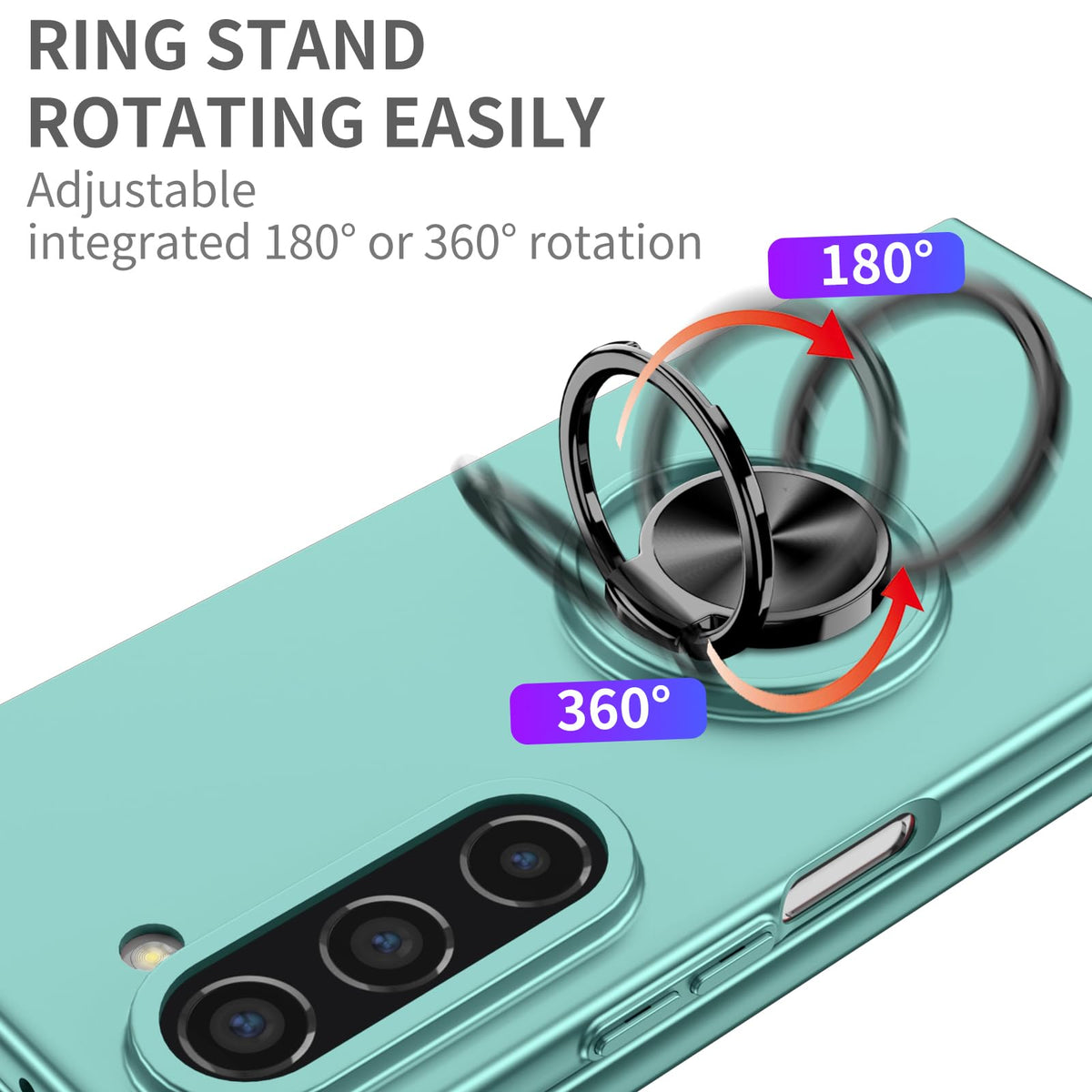 Shockproof Foldable Phone Case with Ring Holder for Samsung Galaxy Z Fold 5 5G