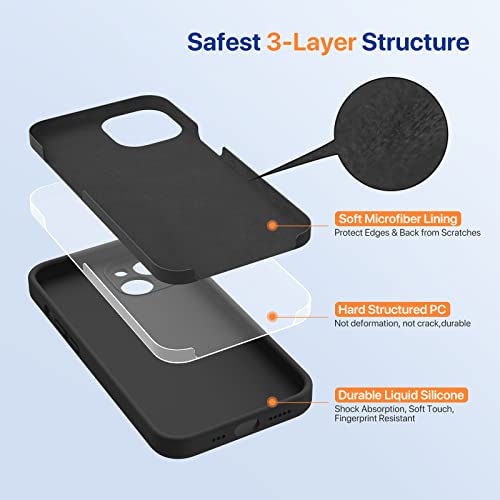 Shockproof liquid silicone case for iPhone 14 with tempered glass screen protector