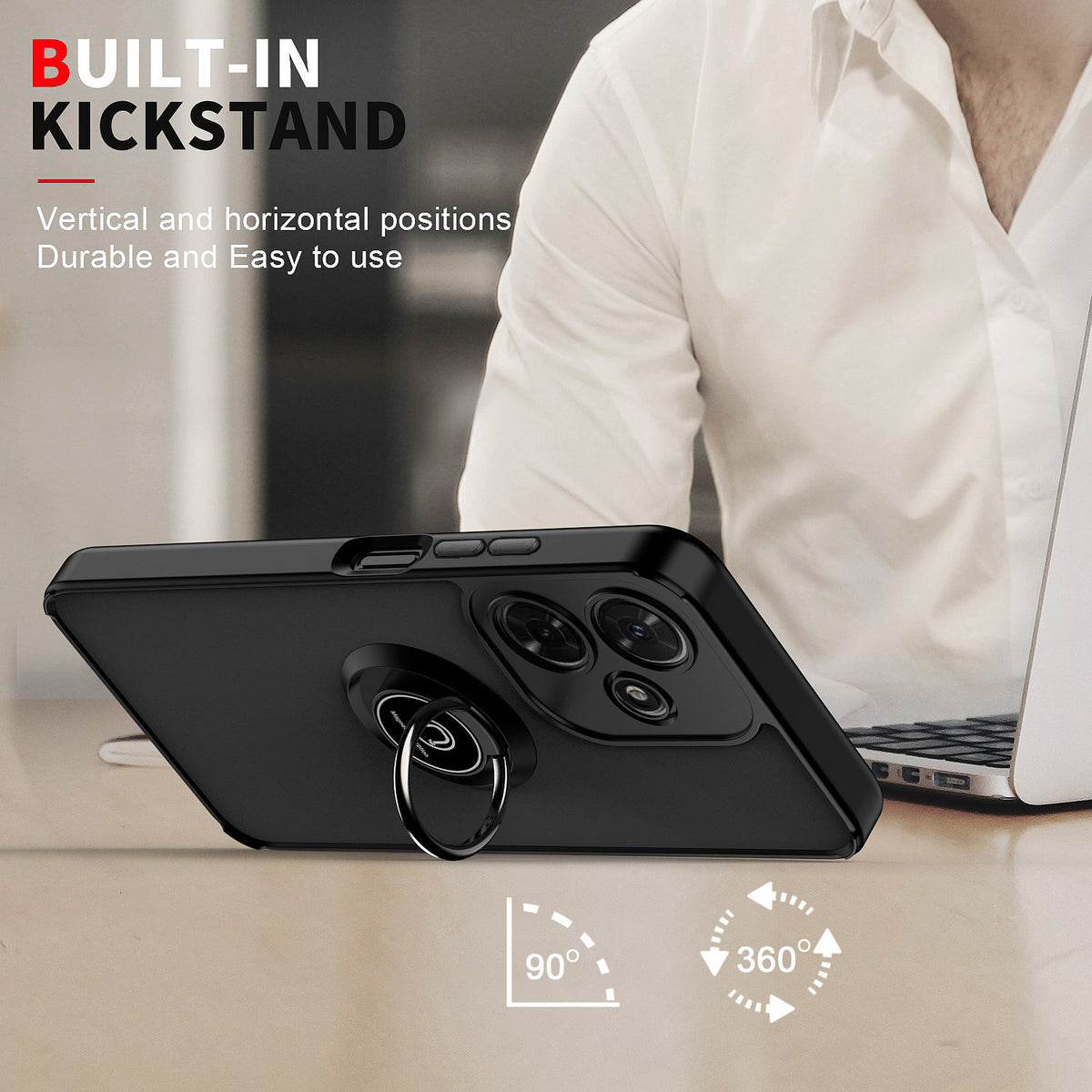 Hands-free foldable hidden stand phone case, slim flexible TPU cover for Infinix Hot 40