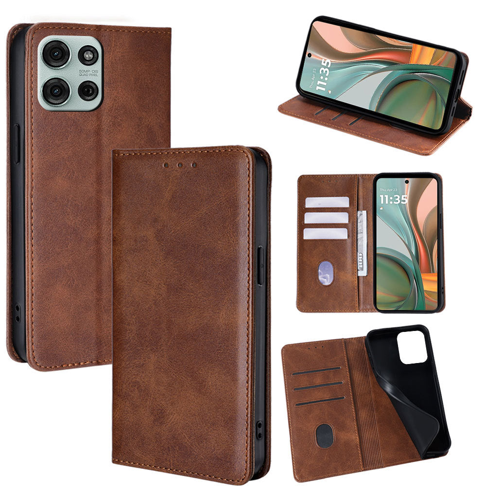 Flip Leather Phone Case for MOTO G56 5G, PU Leather TPU Dual Protection with Stand Card Slot