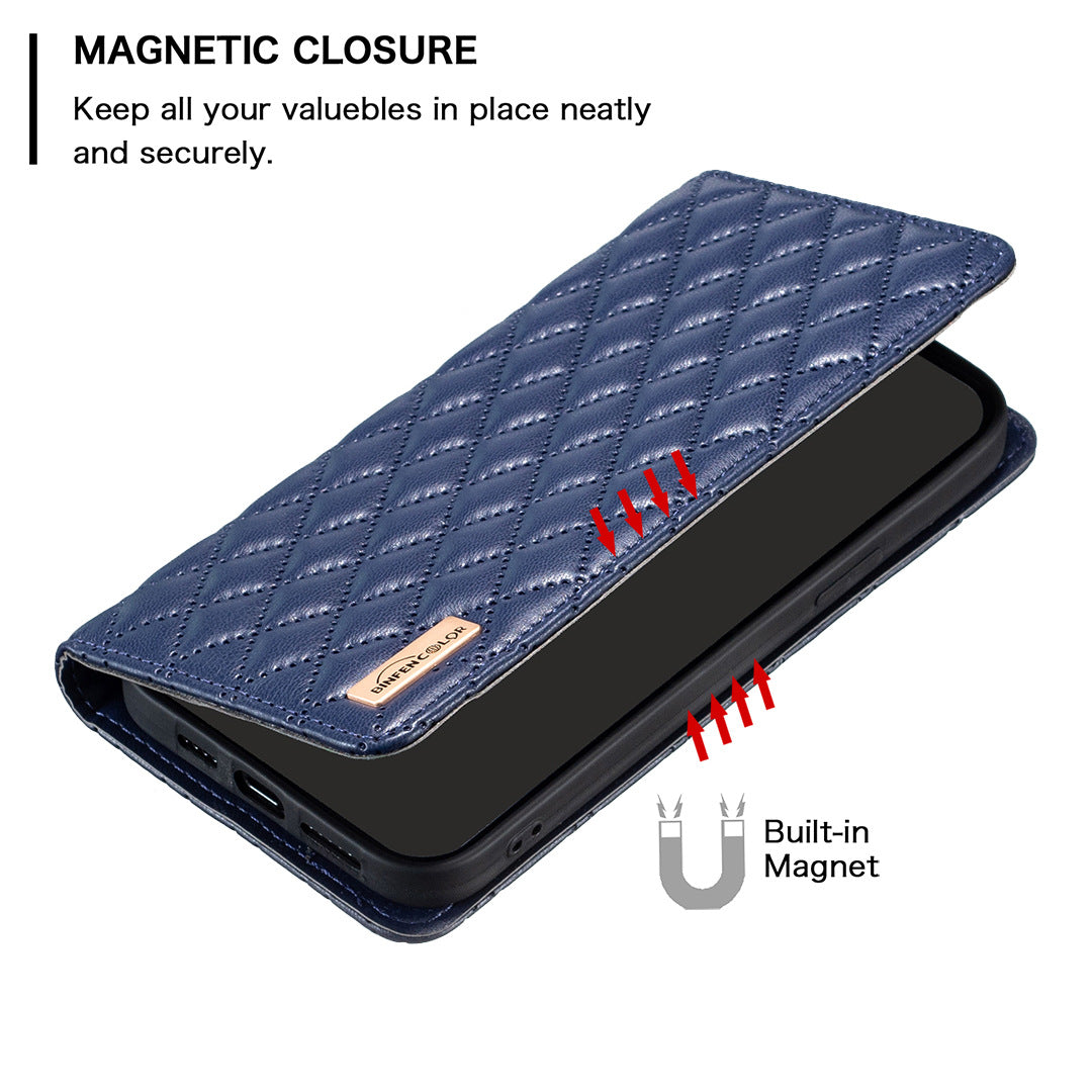Magnetic clasp PU leather phone case with built-in card slot, anti-drop protective cover for Redmi 14C