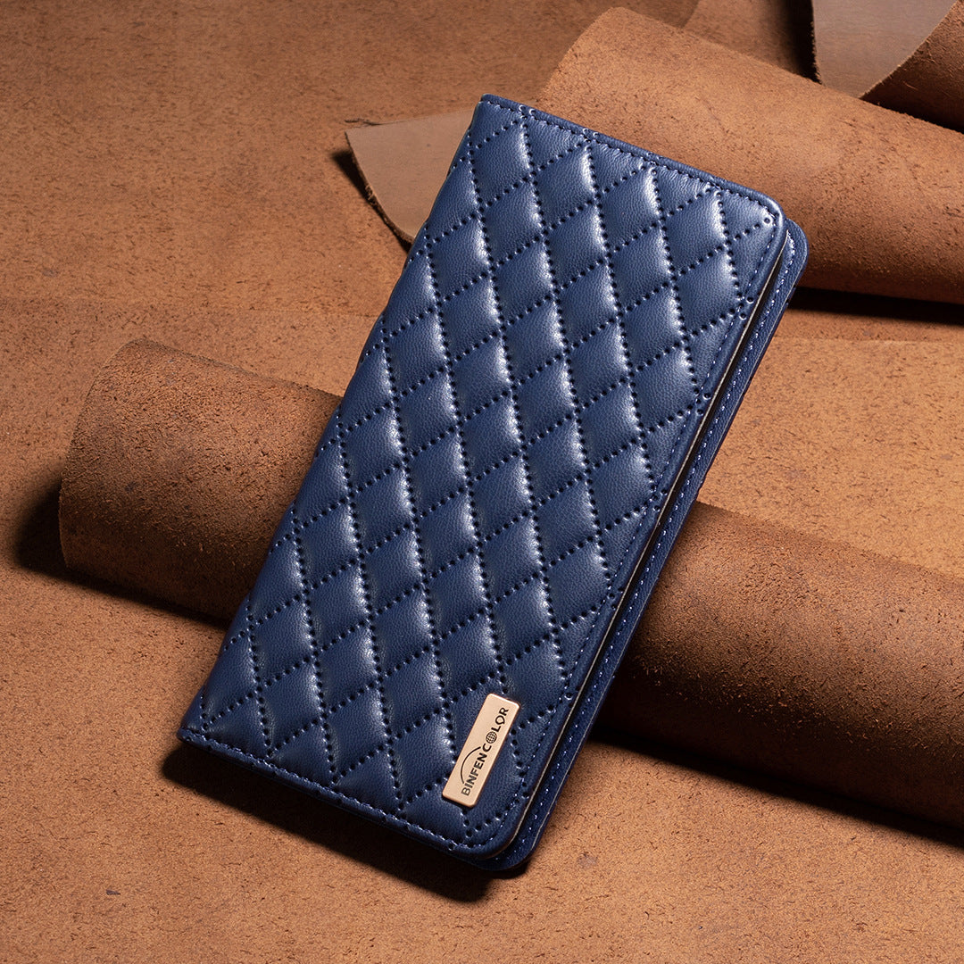 Chanel-style PU leather shockproof case for Redmi 14C with card slot and stand