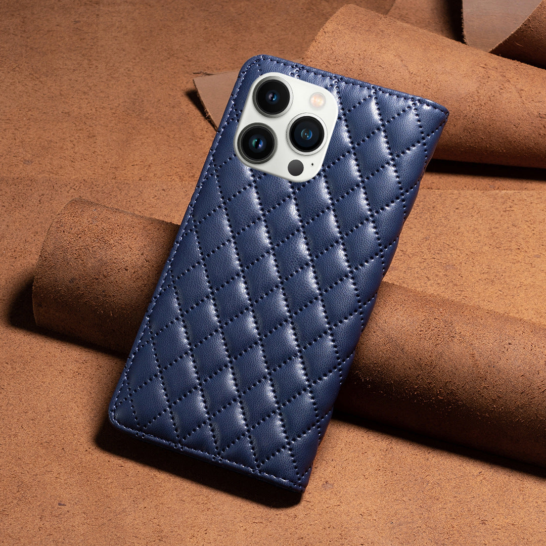 Chanel-style PU leather shockproof case for Redmi 14C with card slot and stand