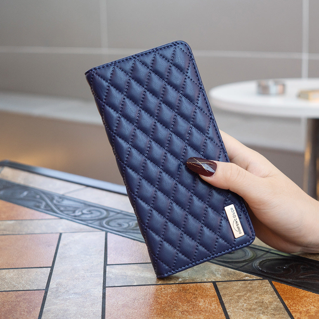 Chanel-style PU leather shockproof case for Redmi 14C with card slot and stand