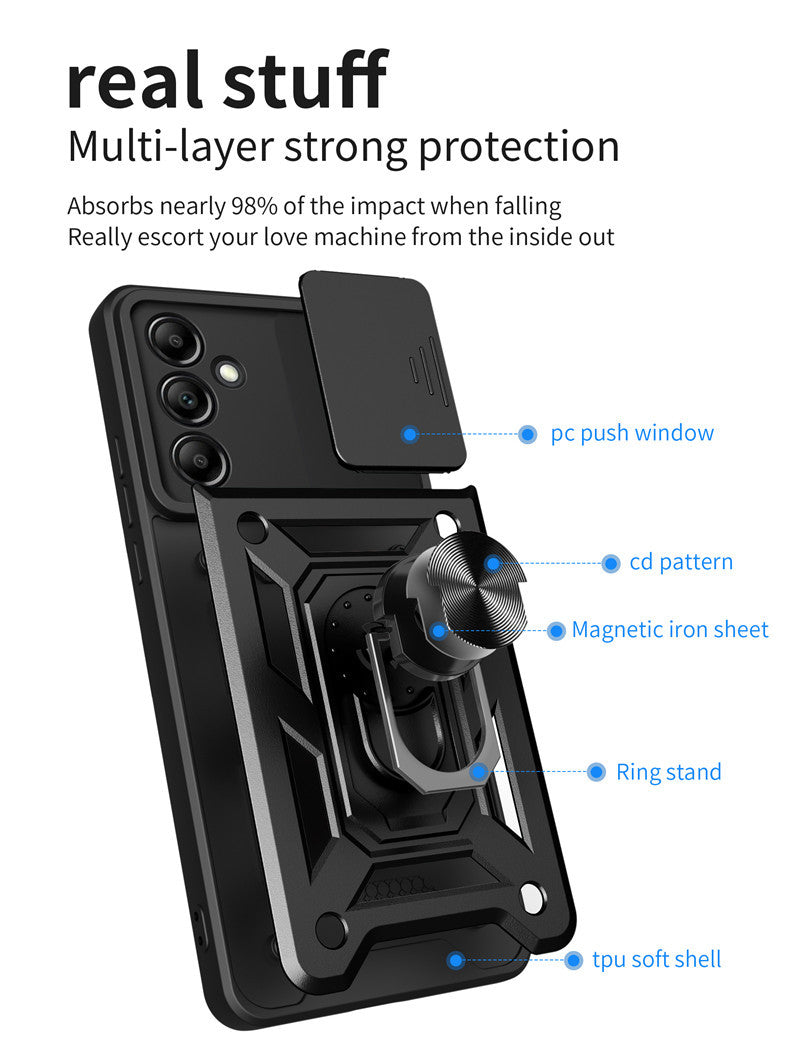 Durable Samsung A13 PC TPU Phone Case with 360° Stand, Anti-Drop Anti-Scratch Car Magnetic Phone Cover