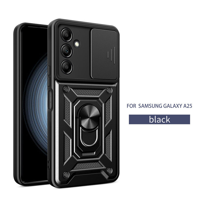 Samsung A13 Sliding Window Car Magnetic Phone Case, Military Grade Drop Protection PC TPU Cover with 360° Rotatable Stand