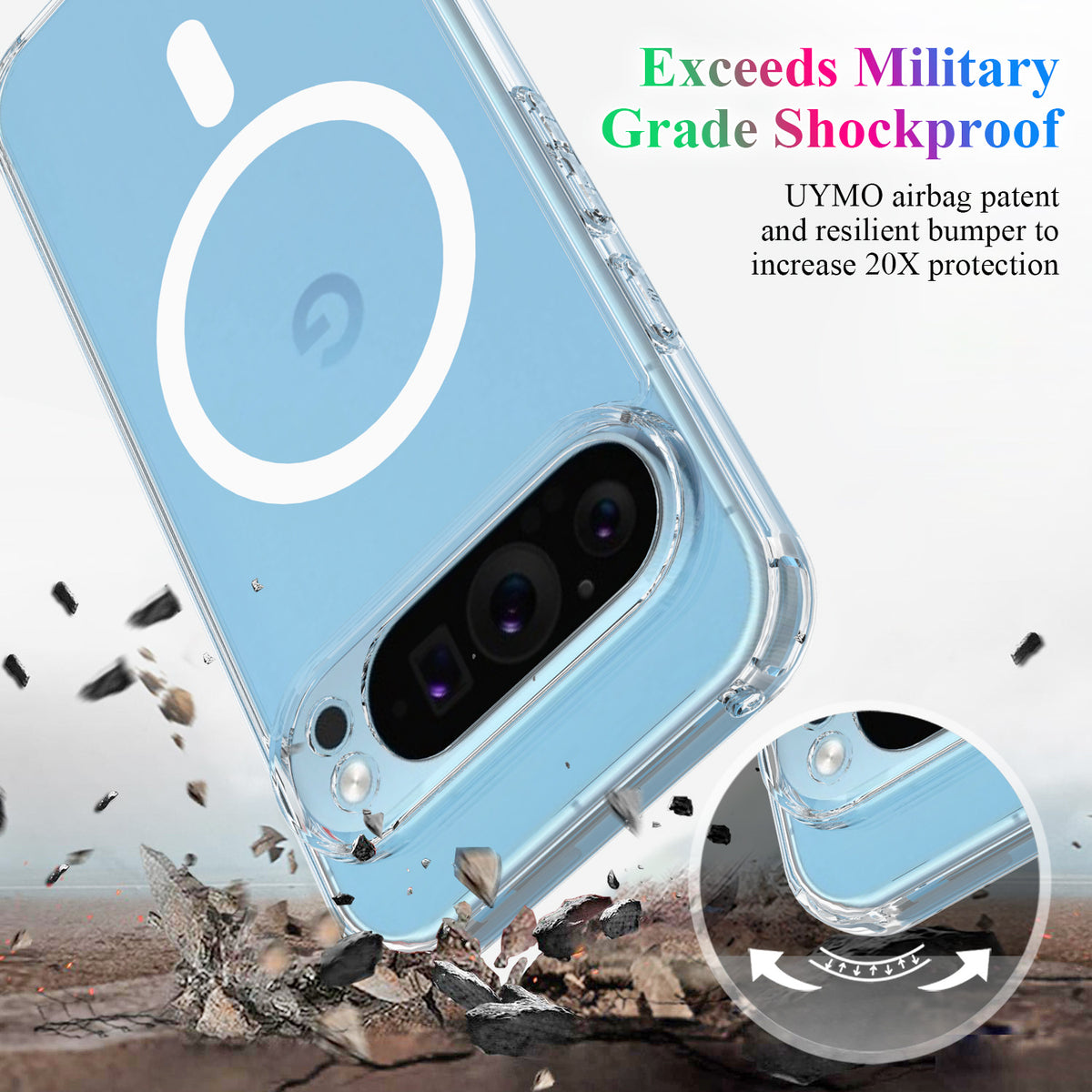 Military drop protection TPU case with raised lips for Google Pixel 10 Pro