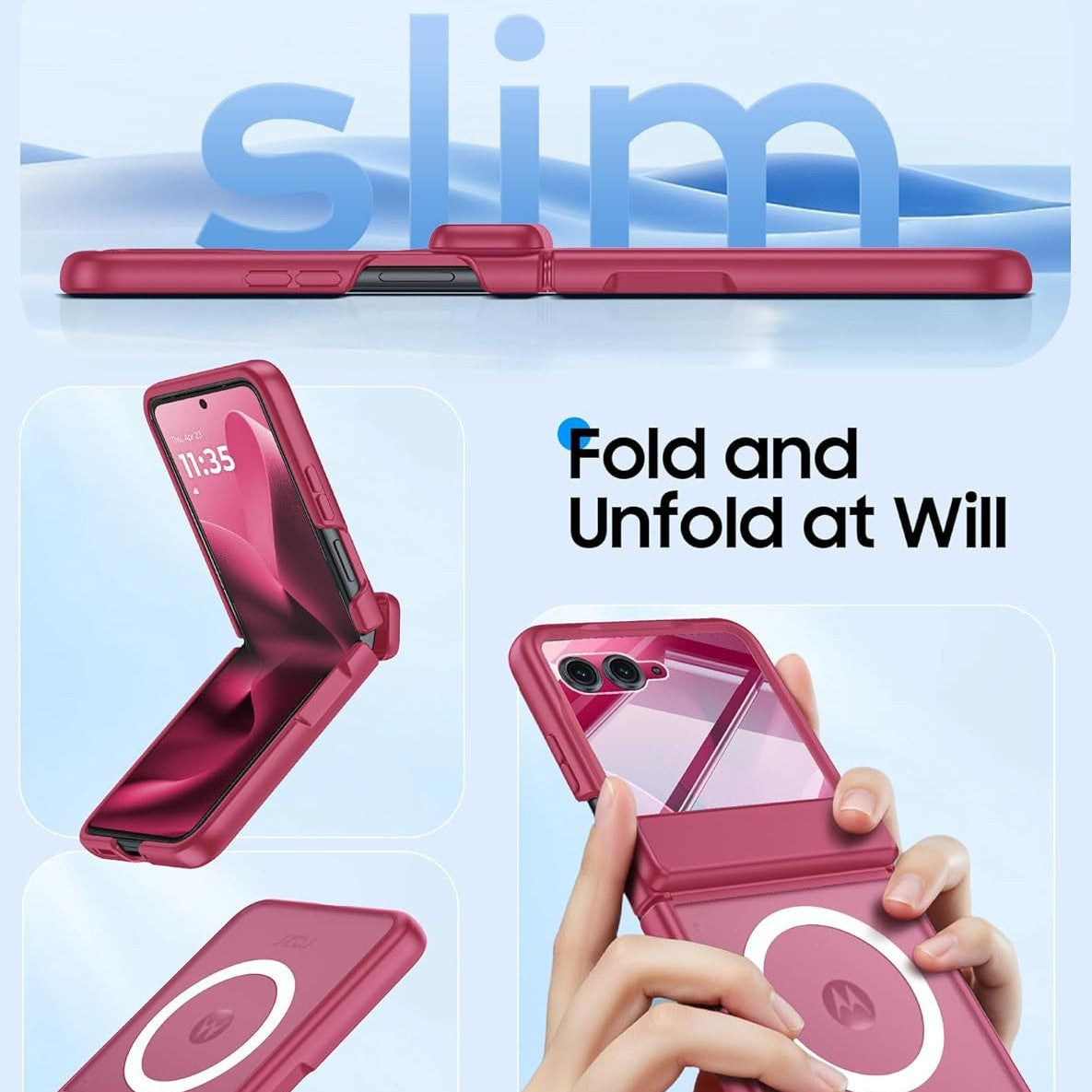 Translucent magnetic protective case for Motorola Razr 60 Ultra with screen protector