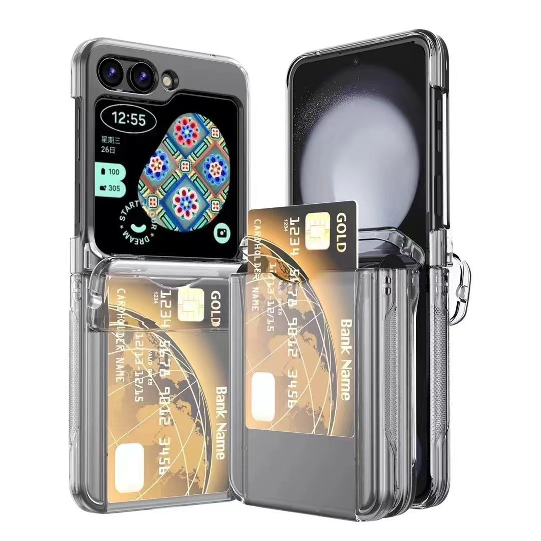 Ultra-thin PC+TPU foldable phone case with card slot, suitable for Samsung Galaxy Z Flip 7