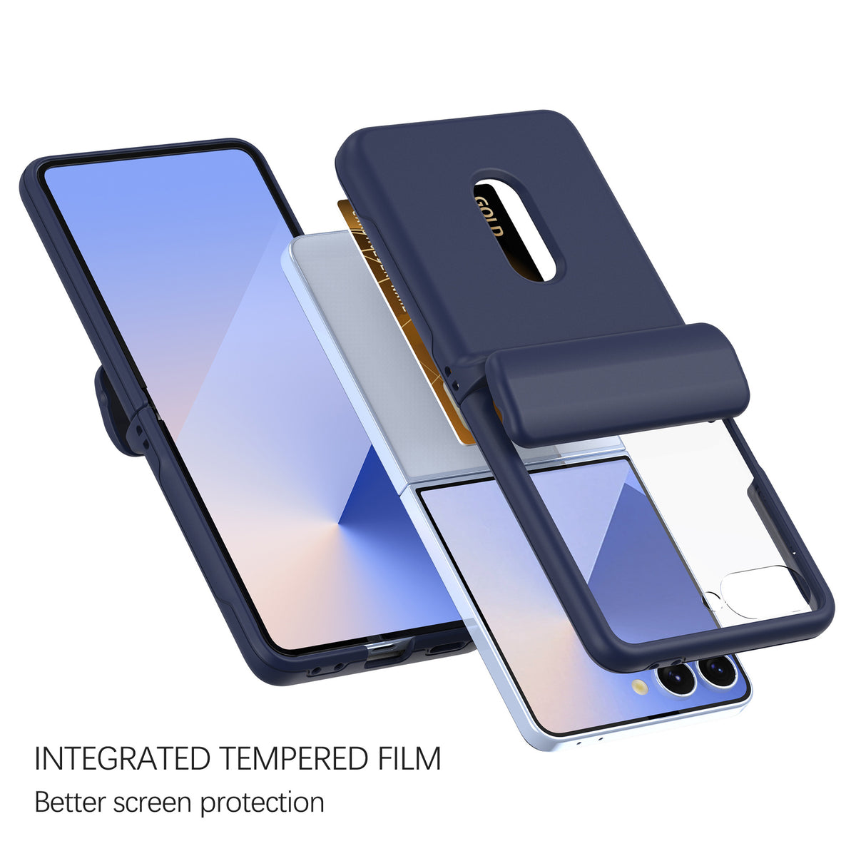 Ultra-thin PC+TPU foldable phone case with card slot, suitable for Samsung Galaxy Z Flip 7