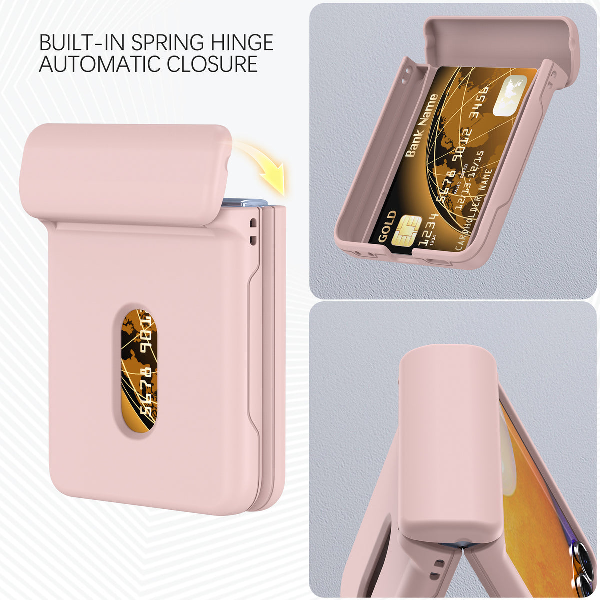 Ultra-thin PC+TPU foldable phone case with card slot, suitable for Samsung Galaxy Z Flip 7