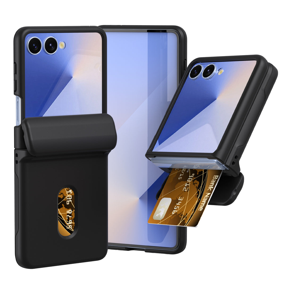 Ultra-thin PC+TPU foldable phone case with card slot, suitable for Samsung Galaxy Z Flip 7