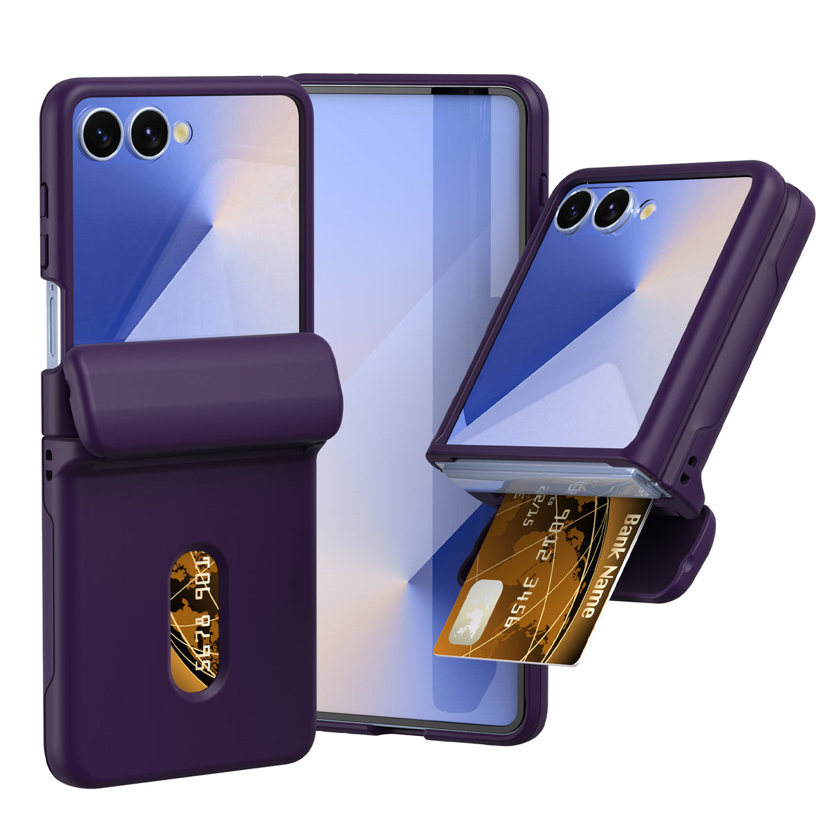 Ultra-thin PC+TPU foldable phone case with card slot, suitable for Samsung Galaxy Z Flip 7