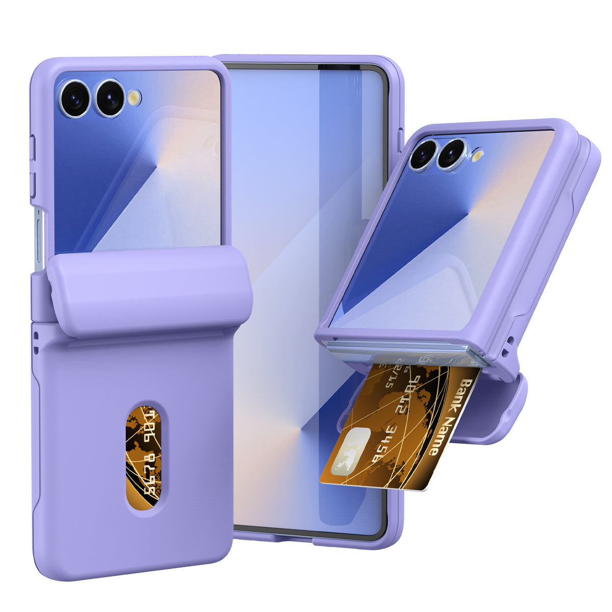 Ultra-thin PC+TPU foldable phone case with card slot, suitable for Samsung Galaxy Z Flip 7