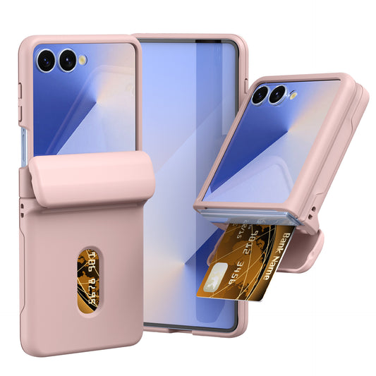 Ultra-thin PC+TPU foldable phone case with card slot, suitable for Samsung Galaxy Z Flip 7