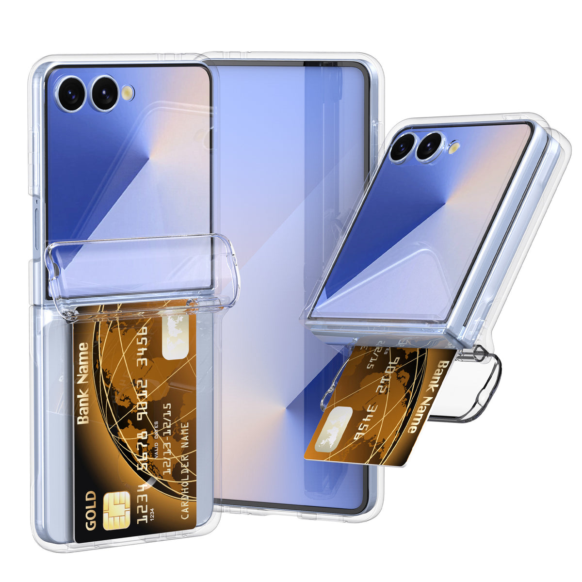 Ultra-thin PC+TPU foldable phone case with card slot, suitable for Samsung Galaxy Z Flip 7