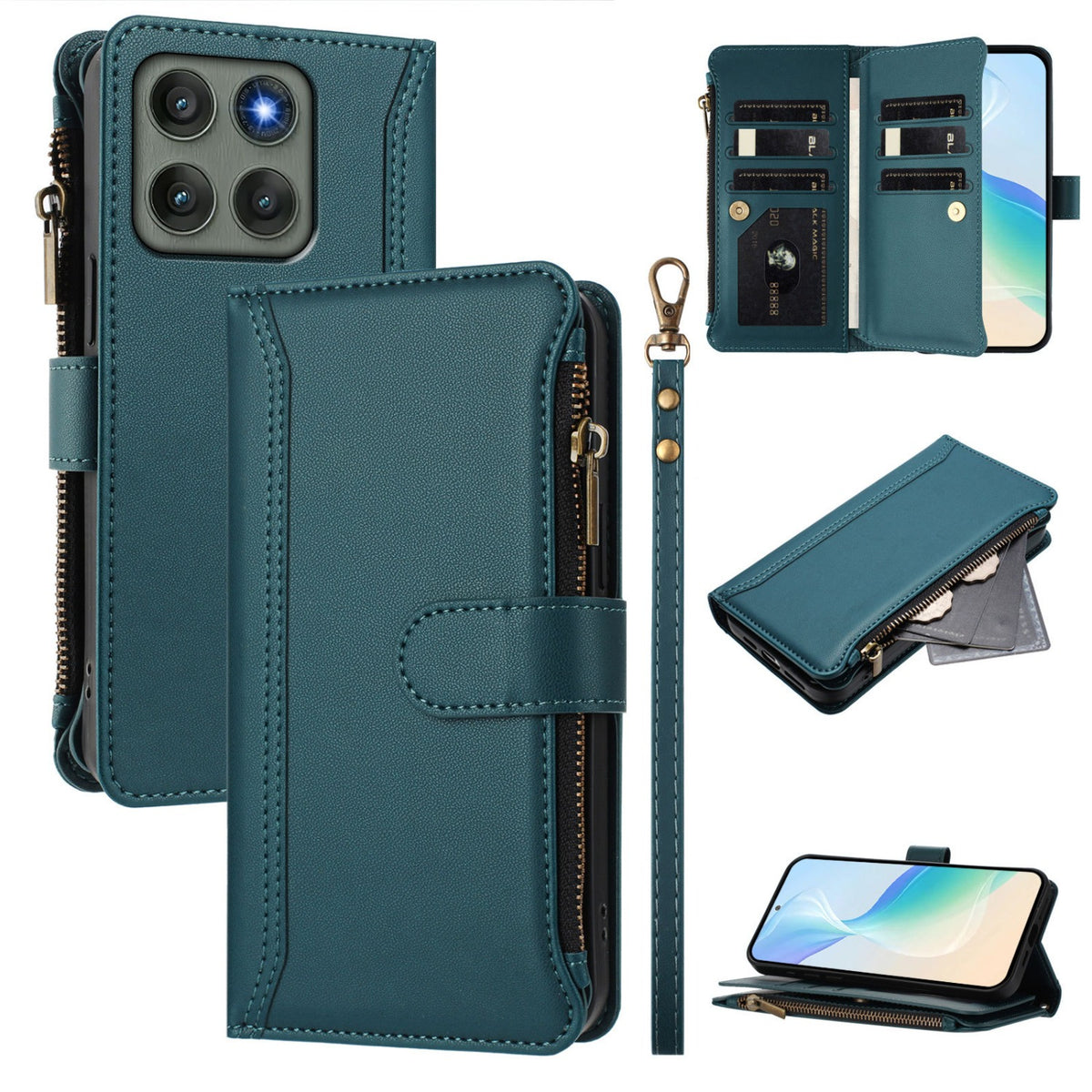 TPU + Leather Phone Case Stand for Motorola Edge 60 Fusion