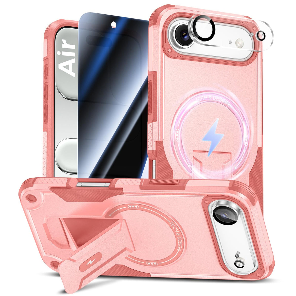 MagSafe Phone Case with Stand for iPhone 17 Pro Max, Anti-Peep & Lens Protector