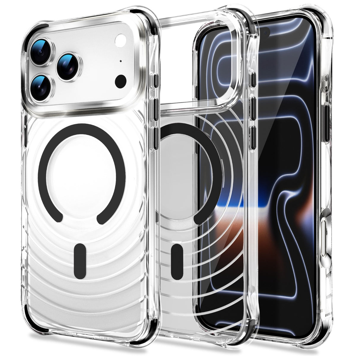 Shockproof Airbag Transparent Magnetic Phone Case for iPhone 17 Pro M
