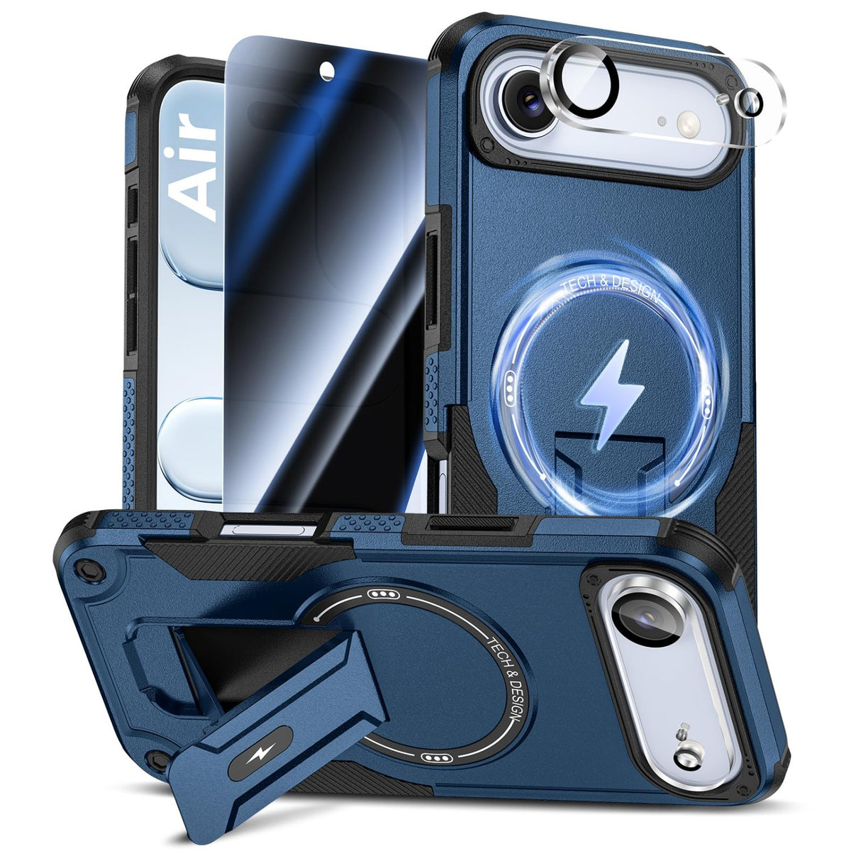 MagSafe Phone Case with Stand for iPhone 17 Pro Max, Anti-Peep & Lens Protector