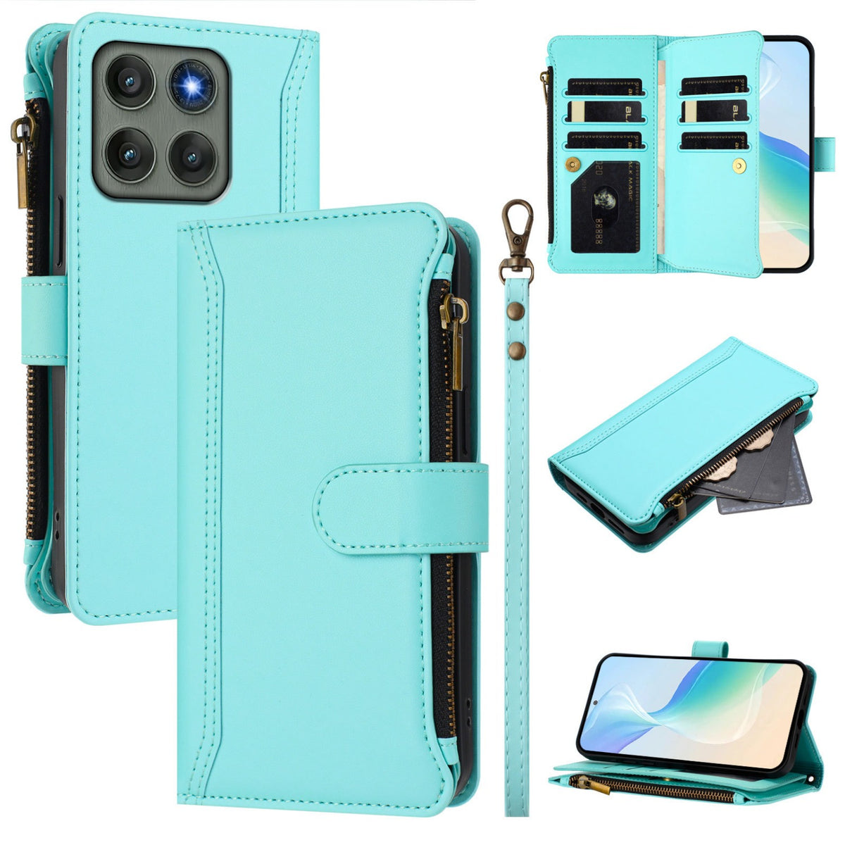 TPU + Leather Phone Case Stand for Motorola Edge 60 Fusion