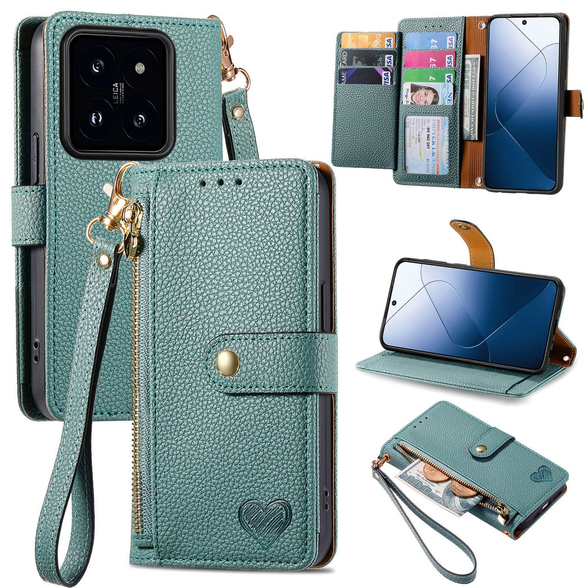 Faux leather wallet-style Card Holder phone case for Redmi Note 15 5G