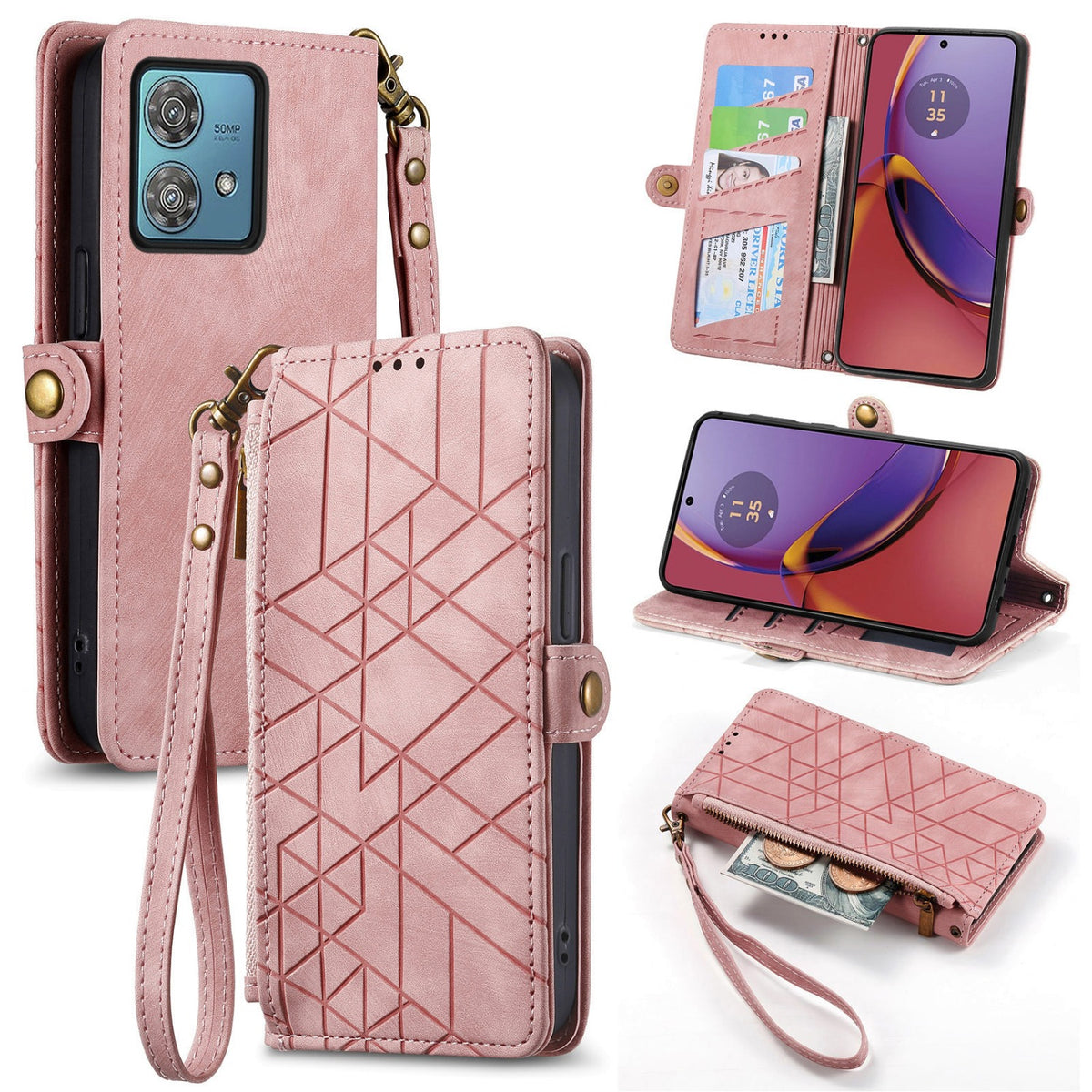 Anti-fraud TPU + leather phone case for Motorola Edge 60 Fusion