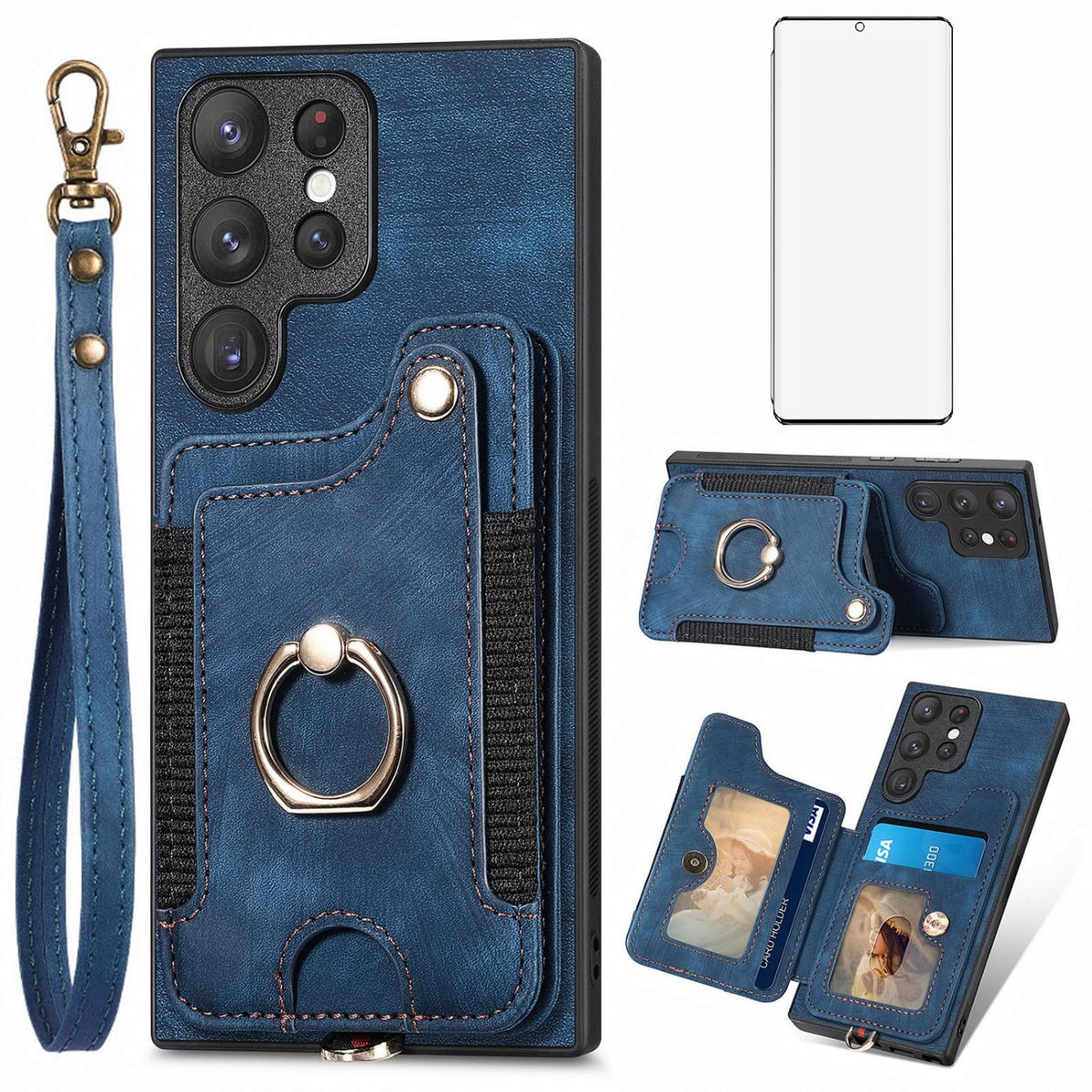 Card Holder phone case for Samsung Galaxy S22 Ultra 5G with screen pr