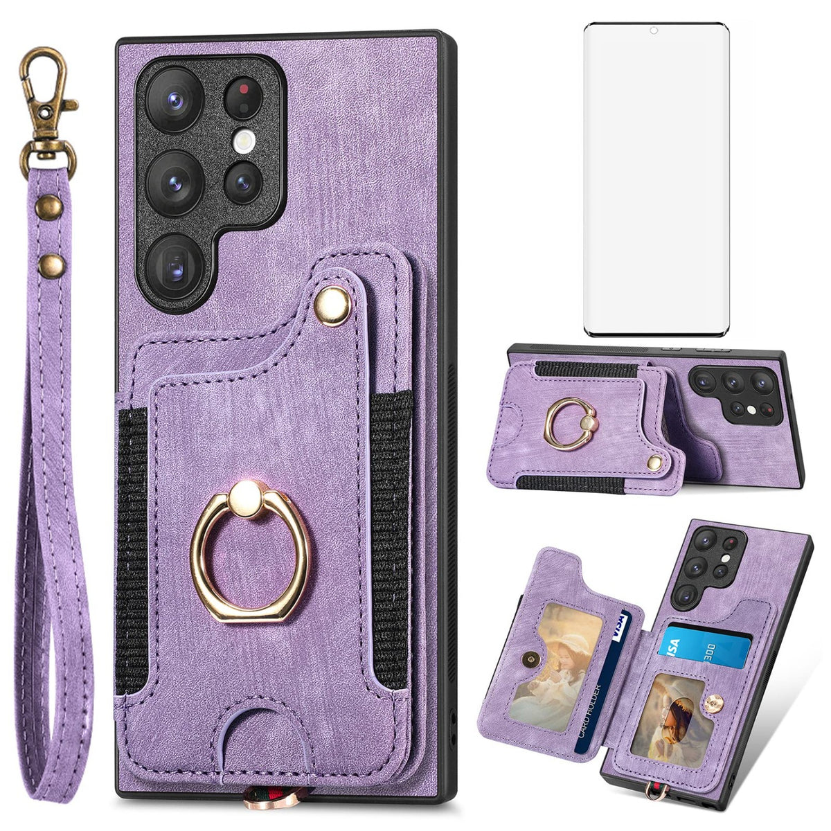 Card Holder phone case for Samsung Galaxy S22 Ultra 5G with screen pr