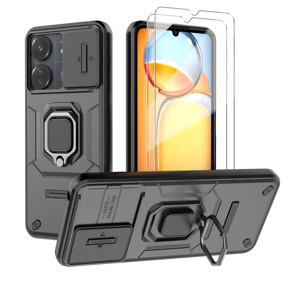 PC+TPU Shockproof Phone Case for Xiaomi Redmi 13C/Poco C65 + Screen P