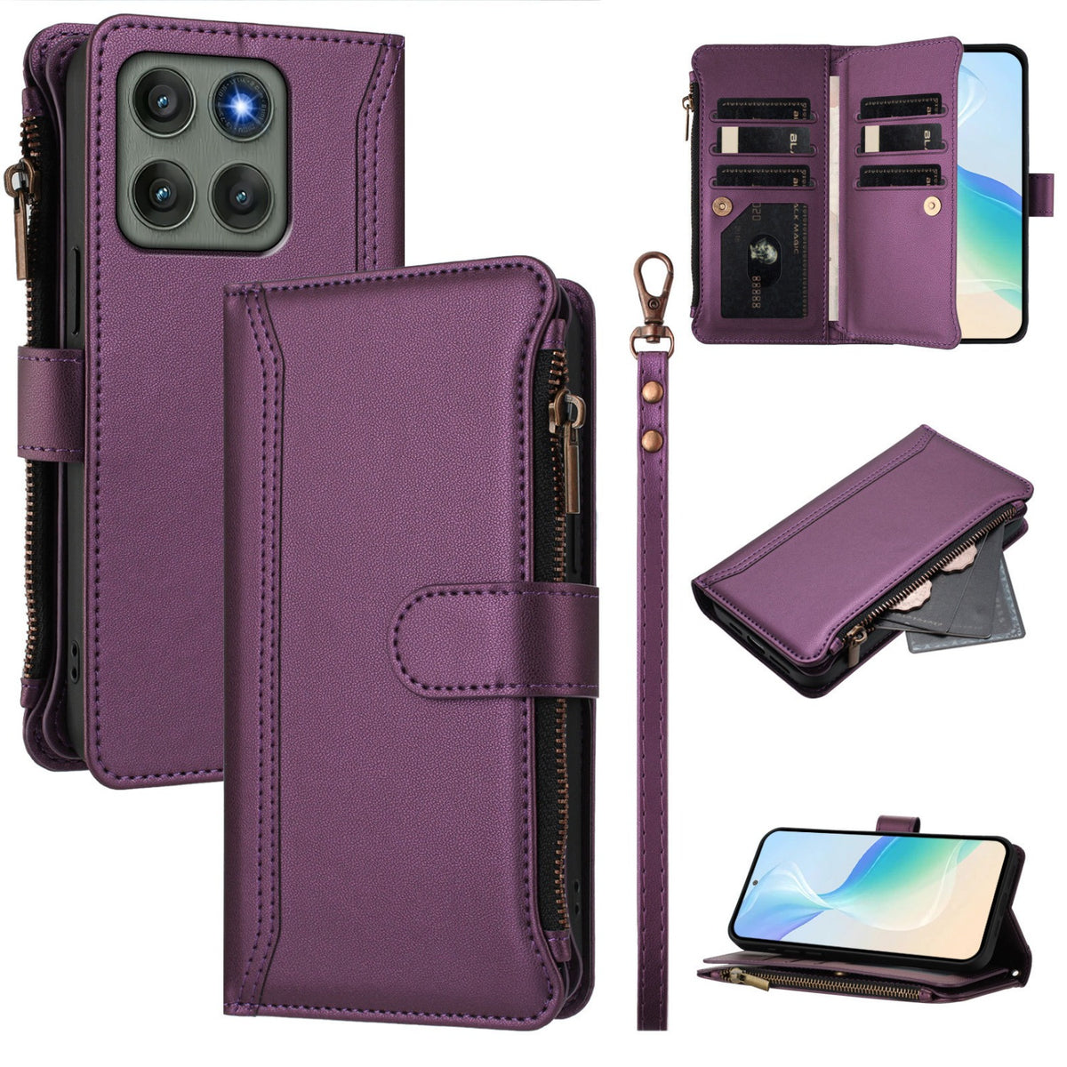 TPU + Leather Phone Case Stand for Motorola Edge 60 Fusion